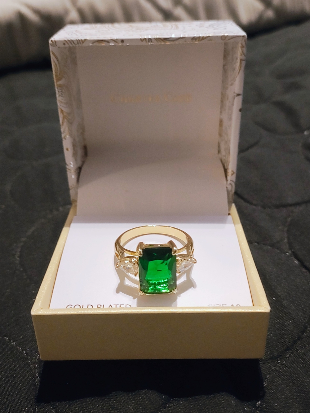 Charter Club Gold-Tone Ring with Emerald Green Stone